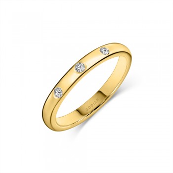 TRINITY 18K Yellow Gold with 3 brilliant cut diamonds wedding band