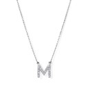 BIG M INITIAL 18K white gold with brilliant cut diamonds chain pendant
