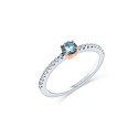 MARSEILLE 18K white and rose gold with diamonds and crowned by a fancy blue brilliant cut diamond