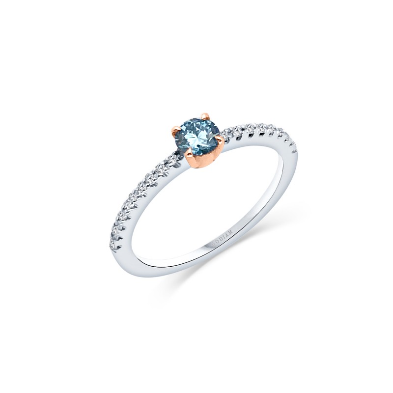 MARSEILLE 18K white and rose gold with diamonds and crowned by a fancy blue brilliant cut diamond