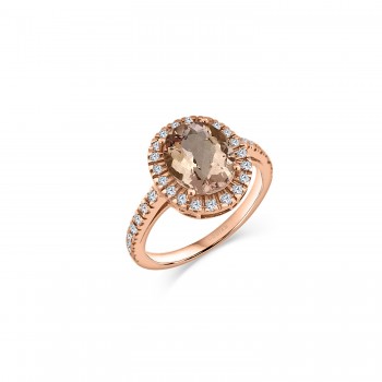 ELSA 18K rose gold with brilliant cut diamonds and crowned by an oval cut morganite