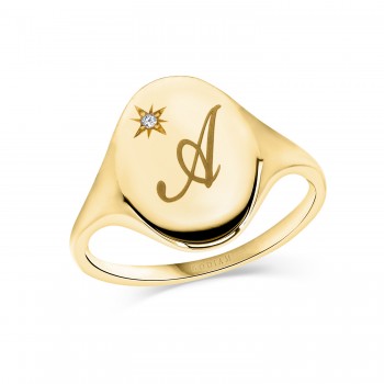 OVAL SIGNET 18K yellow gold...