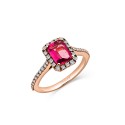 ALTEA 18K rose gold with brilliant cut diamonds and pink tourmaline ring
