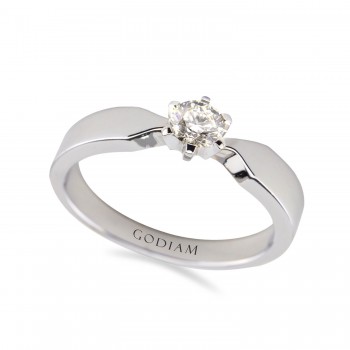 SADA 18K white gold brilliant cut diamond solitaire engagement ring