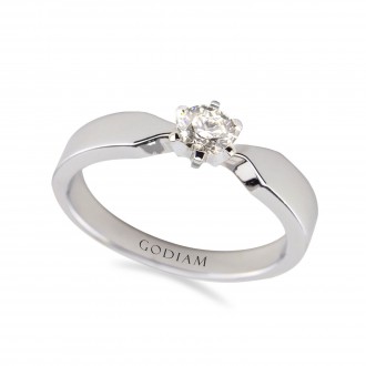 SADA 18K white gold brilliant cut diamond solitaire engagement ring