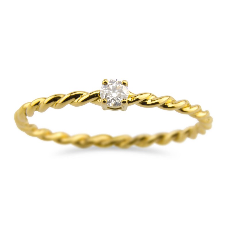 Anillo Solitario TWISTY en oro de 18 con diamante Material Oro amarillo Talla 14 Peso diamante 0,09 qts