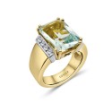 CALMA 18K yellow&white gold with diamonds and aquamarine oversize ring