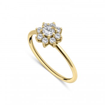 Anillo SANDRA MINI realizado en Oro de 18K y orla de diamantes talla brillante