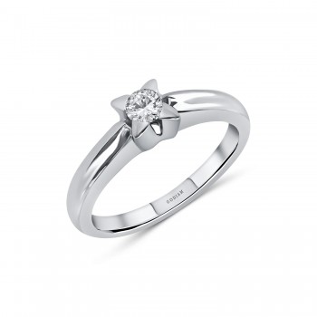 MÓNICA 18K white gold with brilliant cut diamond solitaire ring