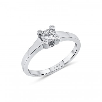 SARA 18K white gold with brilliant cut diamonds solitaire engagement ring