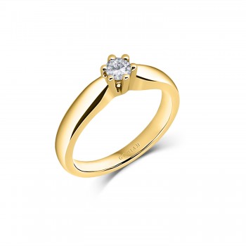 FINISTERRE 18K yellow gold with brilliant cut diamond solitaire ring