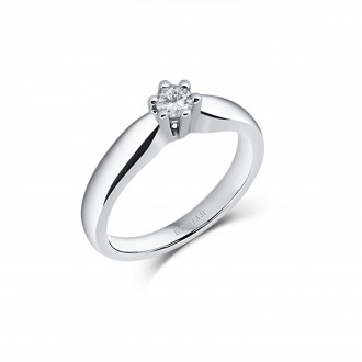 FINISTERRE 18K white gold with brilliant cut diamond solitaire ring