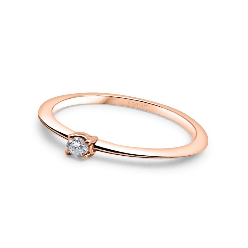 SUNFLOWER 18K rose gold with brilliant cut diamond solitaire engagement ring