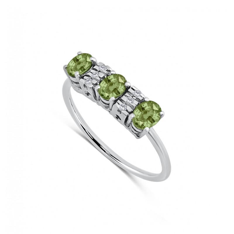 LAURA 18K white gold with diamonds and light green tourmalines