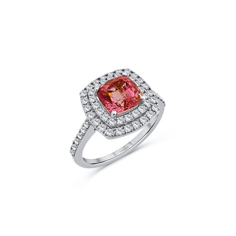 RIVER 18K white gold with brilliant cut diamonds and pink tourmaline