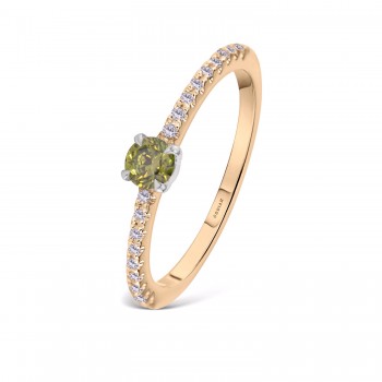 MARSEILLE 18K rose and white gold with diamonds crowned by a fancy green diamond
