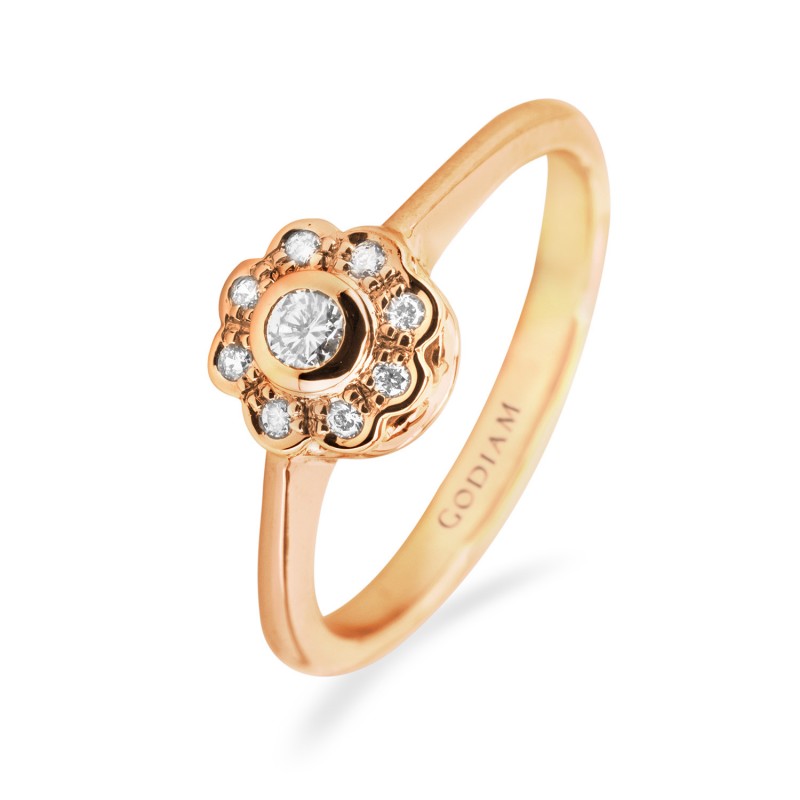 CADAQUÉS 18K gold diamond mini rosette ring Size 14 Material Rose gold