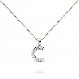 BIG C INITIAL 18K white gold with brilliant cut diamonds chain pendant