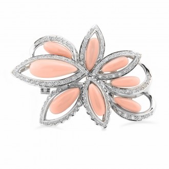 BEVERLY IN PINK 18K White Gold with brilliant cut diamonds and Angel Skin pink corals